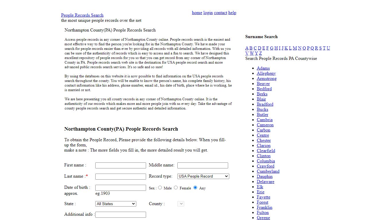 Northampton County(PA) People Records Search